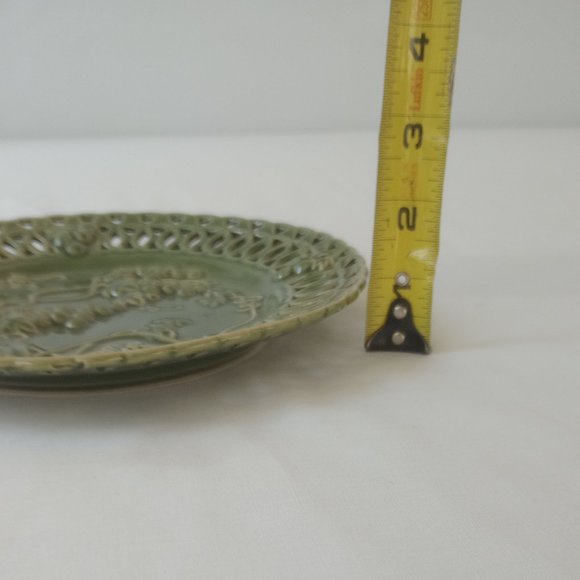 Vintage Hosley Potteries Decorative Green Plate - Picture 6 of 6